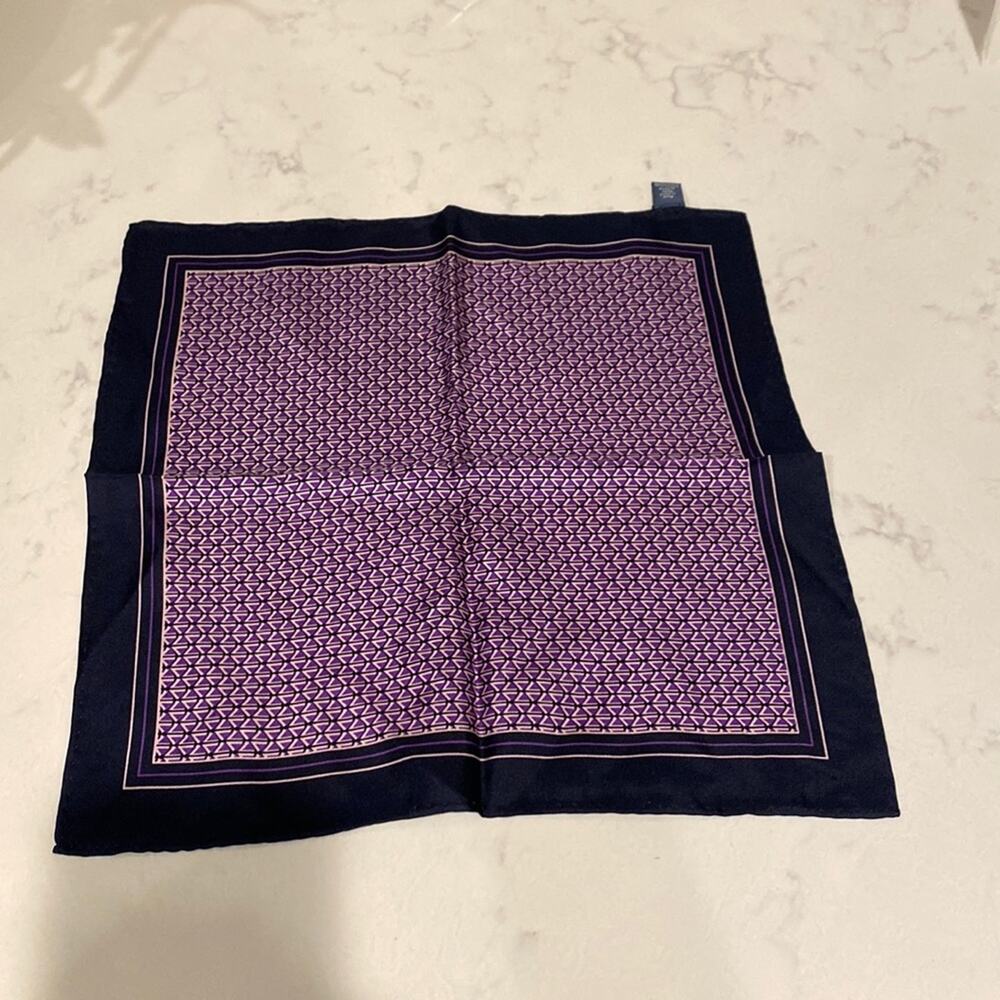 Ryan Seacrest Distinction purple blue pocket square formal prom wedding silk